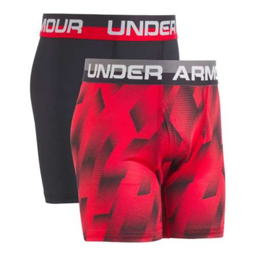 Boys' Under Rock armour Printed 2 Pack Boxer Briefs