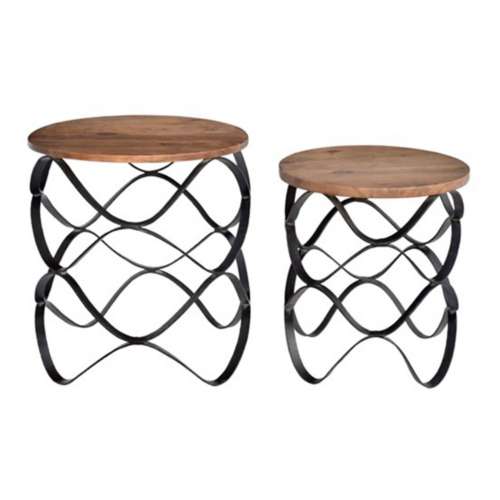 Crestview Collection 2 Piece Bengal Manor Wavy Iron Side Tables