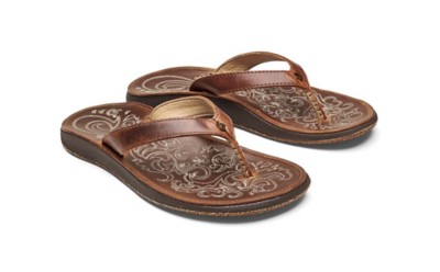 olukai leather flip flops womens