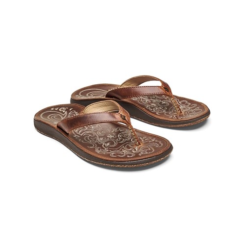 Women's OluKai Paniolo Leather Flip Flop Sandals - Primary Image