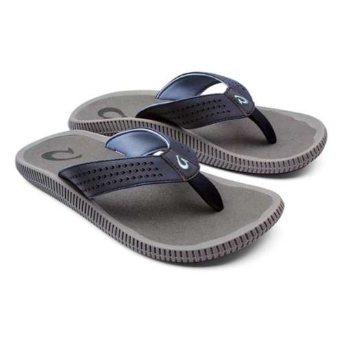 Men s OluKai Ulele Flip Flop Sandals Icon Print Hook And Loop