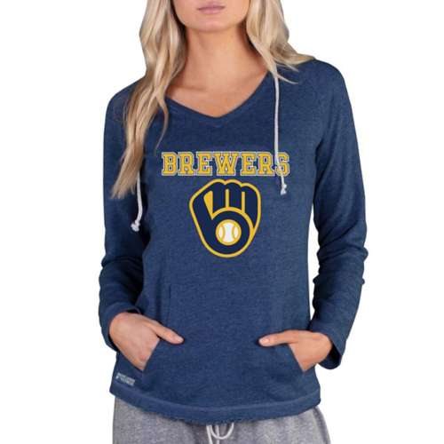 Women's Navy Milwaukee Brewers Plus Size Cloud Pullover Hoodie