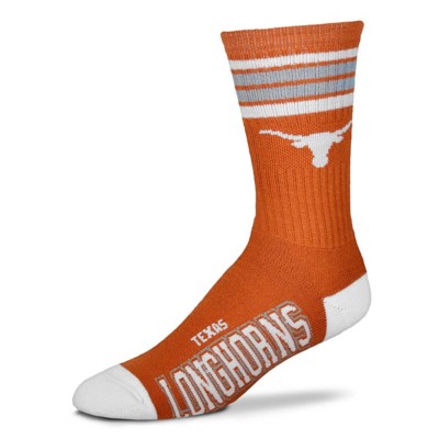 For Bare Feet Texas Longhorns 4 Stripe Deuce Crew Socks