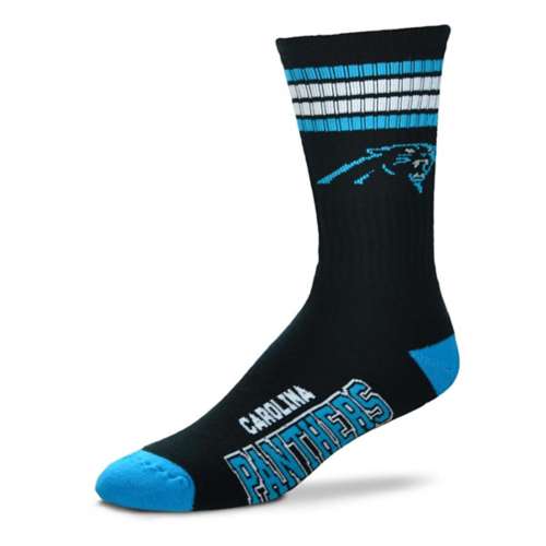 For Bare Feet Carolina Panthers 4 Stripe Deuce Crew Socks