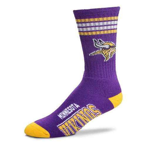 For Bare Feet Kids' Minnesota Vikings 4 Stripe Deuce Socks