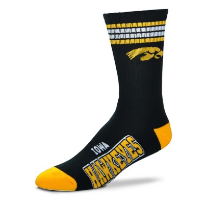 For Bare Feet Iowa Hawkeyes 4 Stripe Deuce Crew Socks