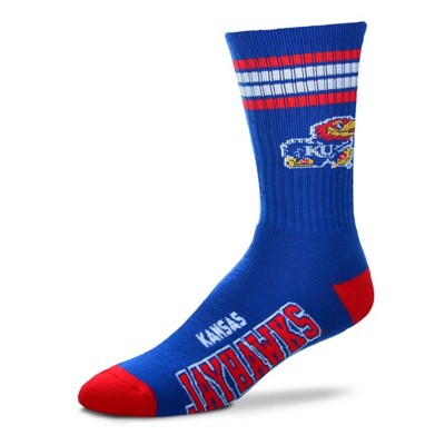For Bare Feet Kansas Jayhawks 4 Stripe Deuce Crew Socks