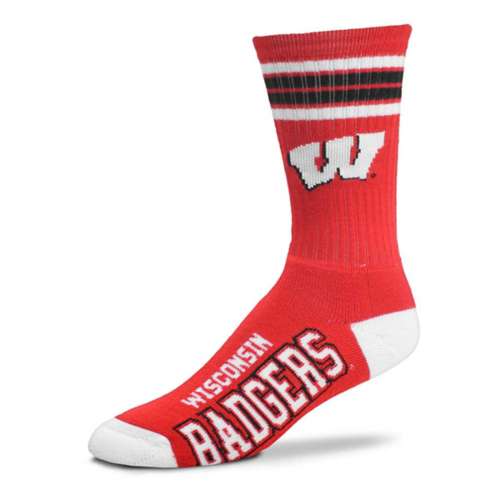For Bare Feet Wisconsin Badgers 4 Stripe Deuce Crew Socks
