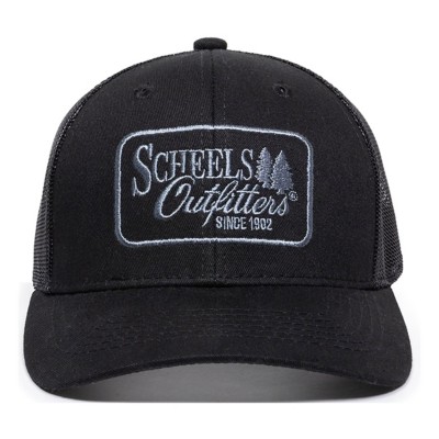 Scheels Outfitters Black Graphic Trucker Snapback Hat