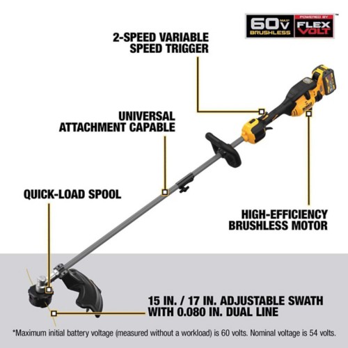 DeWALT 60V MAX 17 Inch Battery String Trimmer Kit - Battery and Charger Included