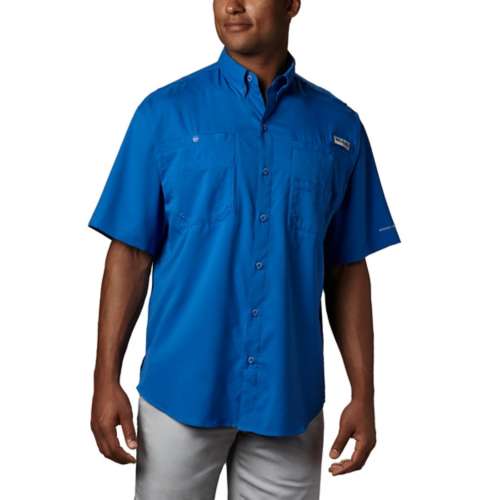 Men's Milwaukee Brewers Columbia Navy Tamiami Omni-Shade Button-Down Shirt