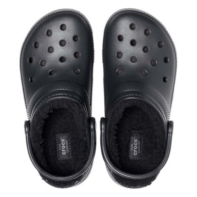 black fuzz lined crocs