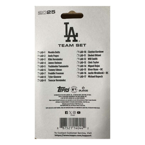 Los Angeles Dodgers 2025 Topps Factory Sealed Team Set