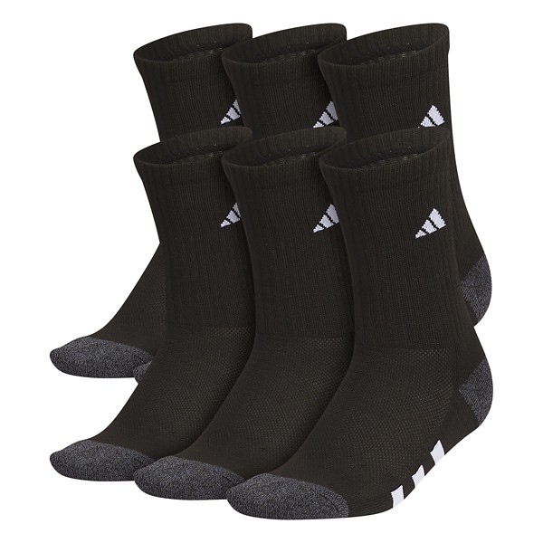 Kids' adidas Cushioned Crew Socks Medium Black/Grey/White 6 Pack