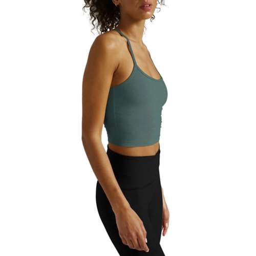 Blue Built-In Bra Cropped Tank Top Women's Size Small NEW - beyond