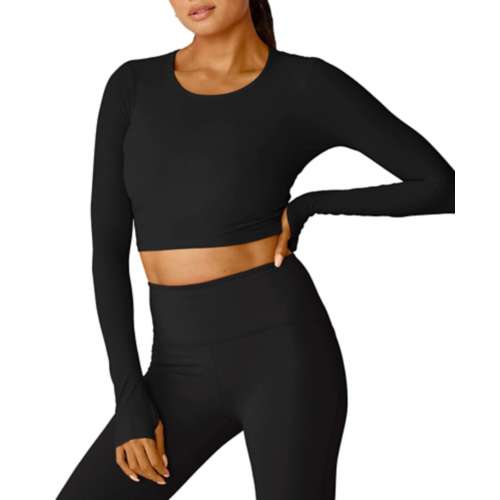 Women's Beyond Yoga Performance Knit Resilient Cropped Long Sleeve T-Shirt