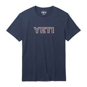 Yeti Premium Logo Badge Short Sleeve T-Shirt - Gray/Navy