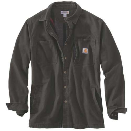Men's Carhartt Rugged Flex Relaxed Fit Canvas Fleece-Lined Snap-Front Shirt Jacket