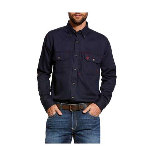 Men's Ariat FR Solid Vent Long Sleeve Button Up Shirt