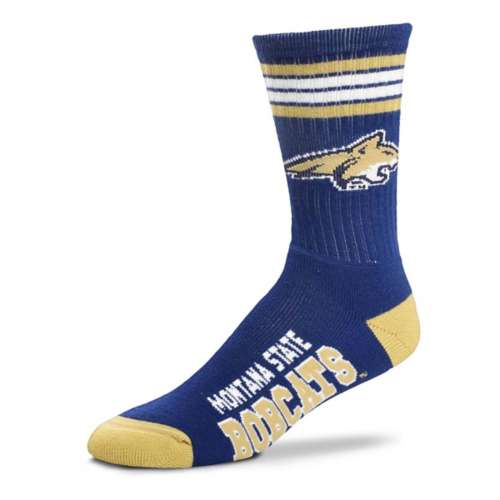 For Bare Feet Montana State Bobcats 4 Stripe Deuce Crew Socks