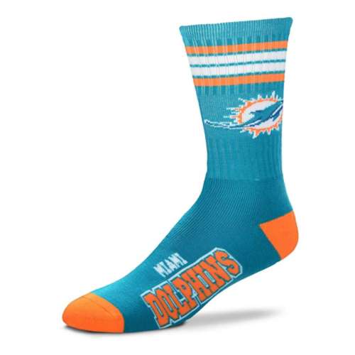 For Bare Feet Miami Dolphins 4 Stripe Deuce Socks