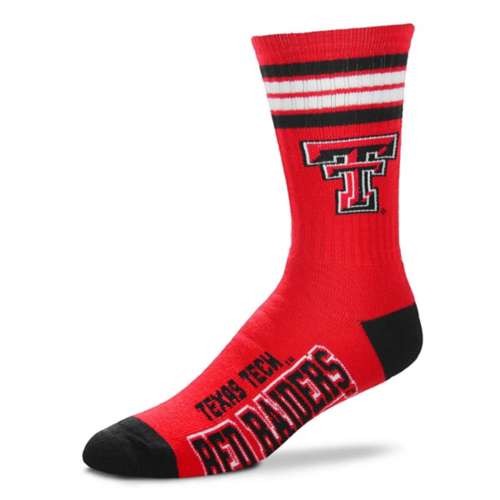 For Bare Feet Kids' Texas Tech Red Raiders 4 Stripe Deuce Crew Socks