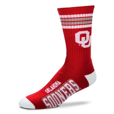 For Bare Feet Kids' Oklahoma Sooners 4 Stripe Deuce Crew Socks