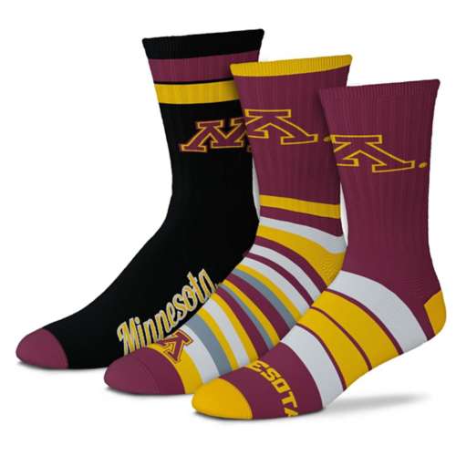 For Bare Feet Minnesota Golden Gophers 3pk Team Batch Socks