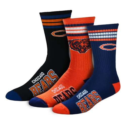 For Bare Feet Chicago Bears 4 Stripe Deuce 3 Pack Crew Socks