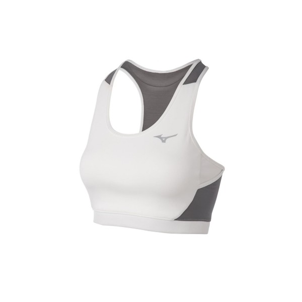 Women's Mizuno Alpha Mesh Back Sports Bra Medium White/Grey