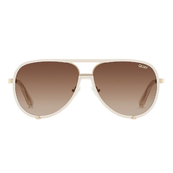 Women's QUAY EYEWARE High Profile Polarized Sunglasses White/Brown Polarized