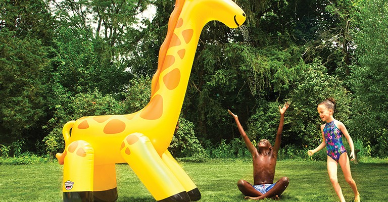 A BigMouth inflatable sprinkler