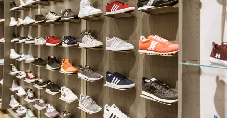 casual shoes on display