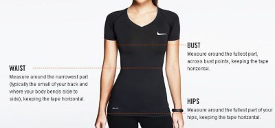 Nike womens 2025 tee size chart