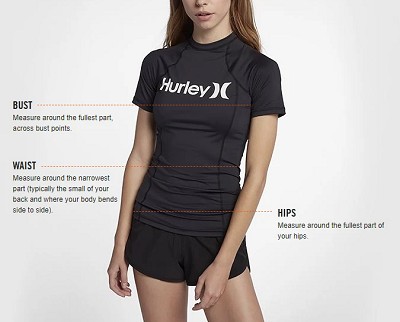 Hurley Women's Apparel Size Chart