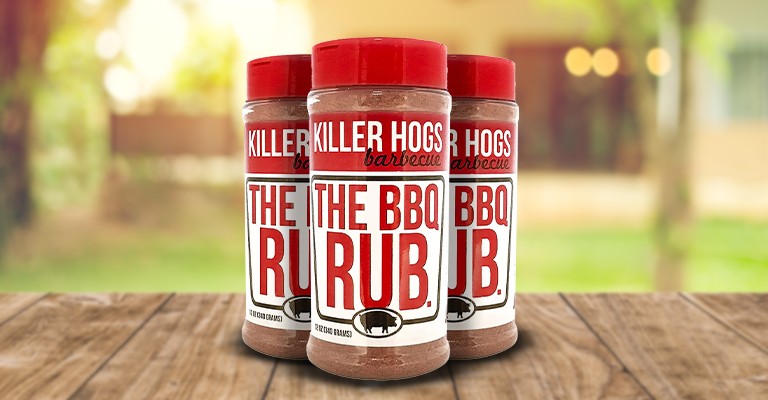killer hogs bbq rubs on a table