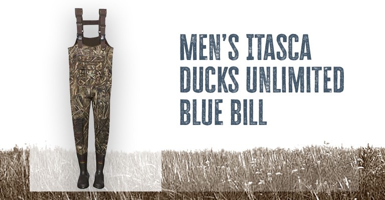 Image of Mens Itasca Ducks Unlimited Blue Bill Shoulder Harness Chest Waders