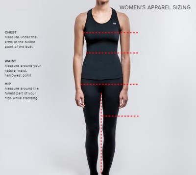 New balance women's clothing cheap size chart