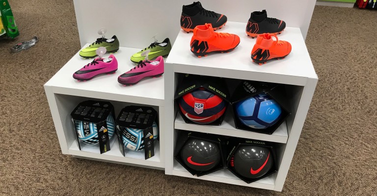 picture of soccer cleat display