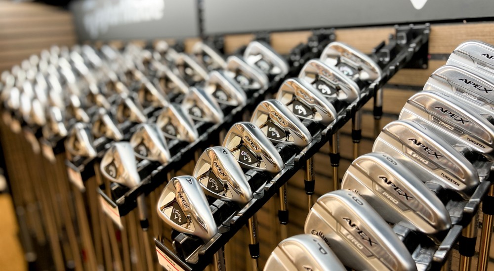 a variety of golf irons on display at reno sparks scheels