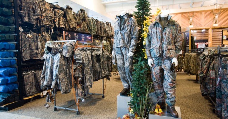 Hunting clothing on display