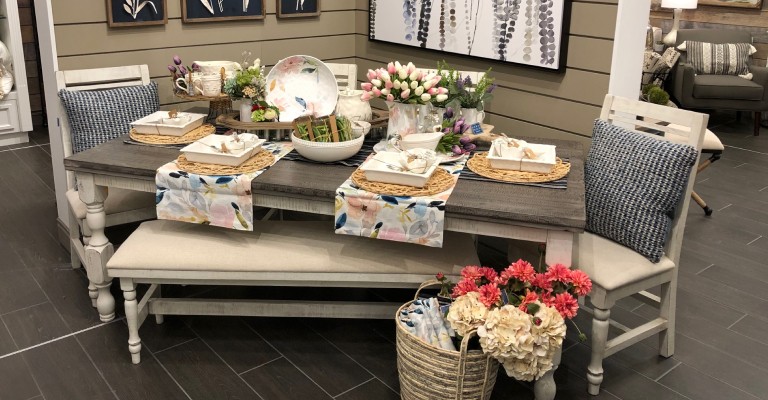picture of a kitchen table with home decor on top of the table