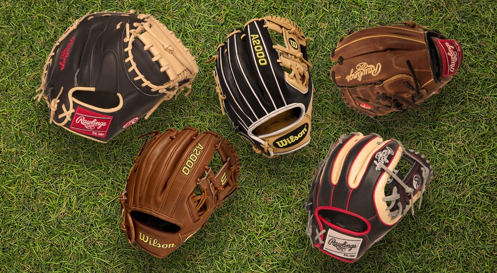 Rawlings Gloves laying on the baseball field