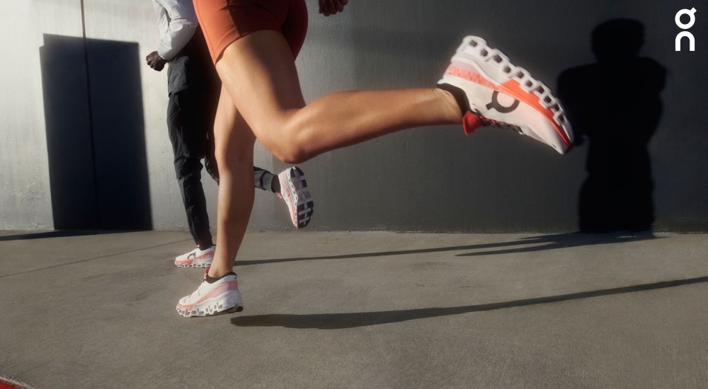 a close up of an on running shoe