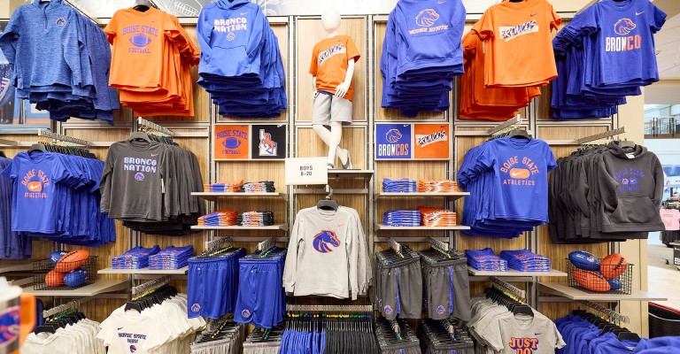 a wall of kids boise state apparel