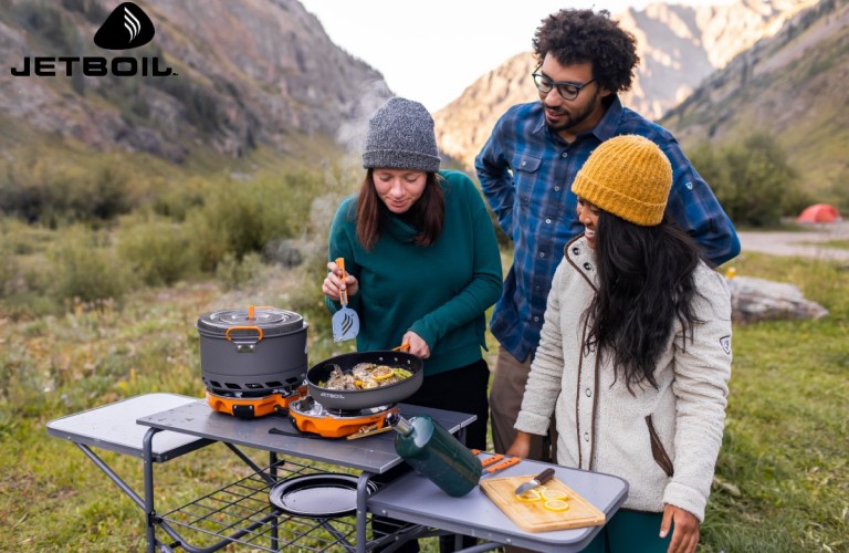 A camp kitchen with Jetboil cookware