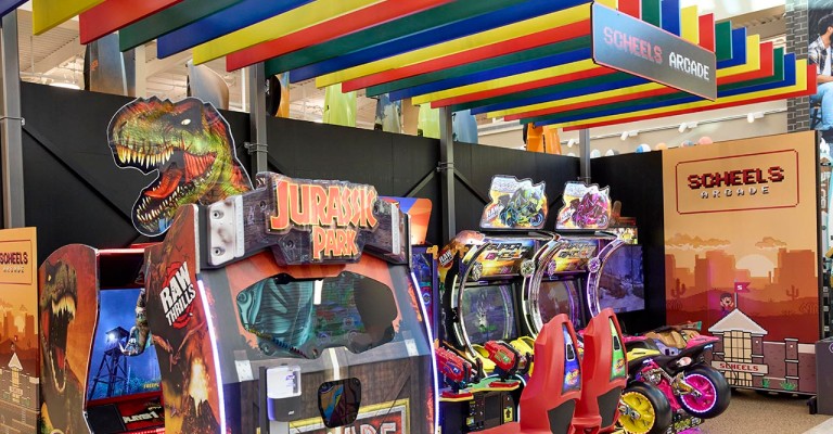 a variety of arcade games at chandler scheels