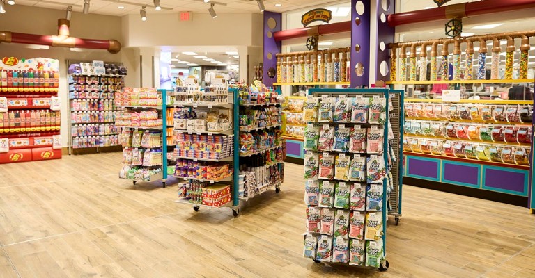 the interior of Fuzziwigs candy factory at chandler scheels
