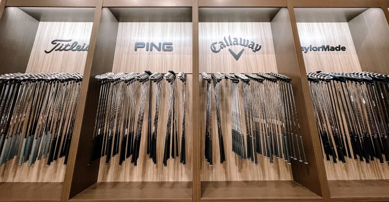 a variety of golf irons at eden prairie scheels golf shop
