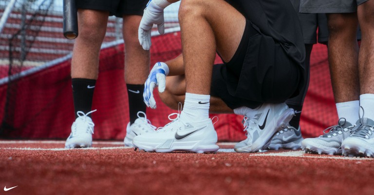 a player wearing baseball cleats 